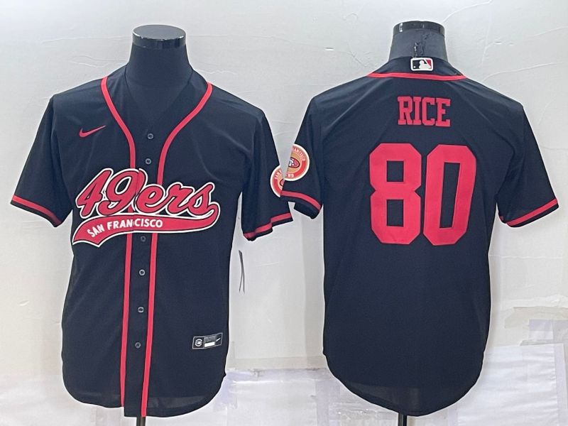 Men San Francisco 49ers #80 Rice Black Nike Co branded Jersey